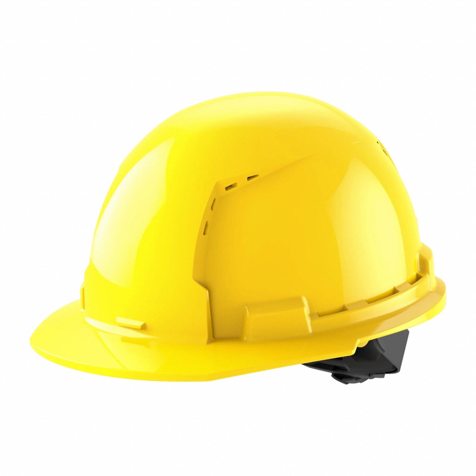 Hard Hat: Yellow, Ratchet (4-Point), Ratchet, Polyethylene, Side-Slots, Milwaukee, Solid