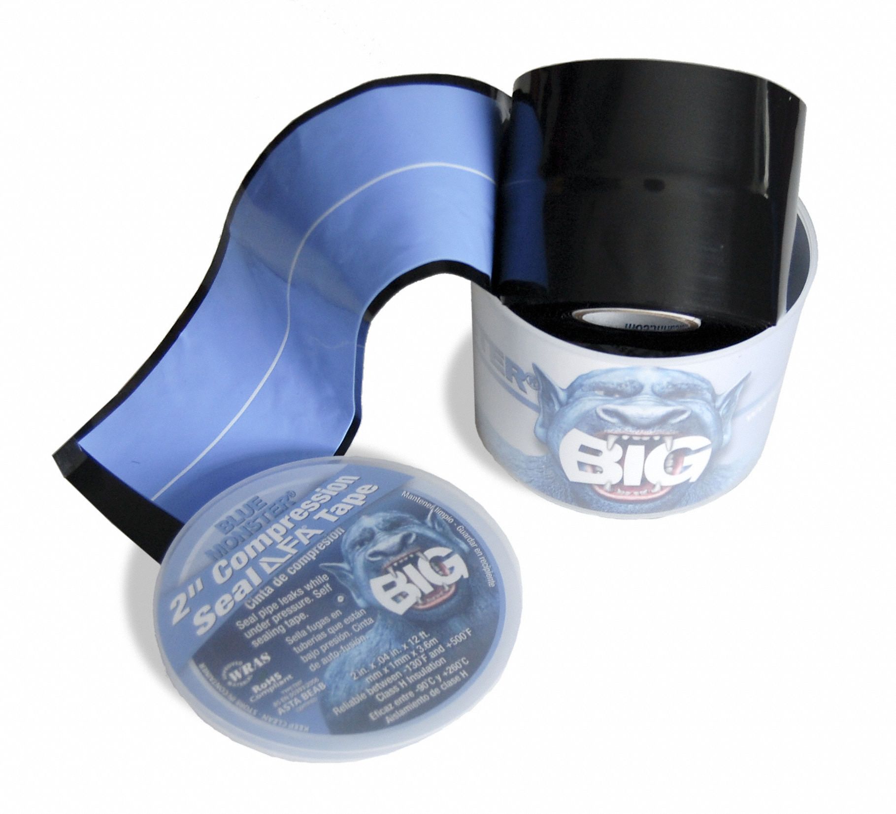 Repair Tape: Heavy Duty, Blue, 2 in Wd, 4 yd Lg, 40 mil Thick, Silicone, 500°F Max Temp