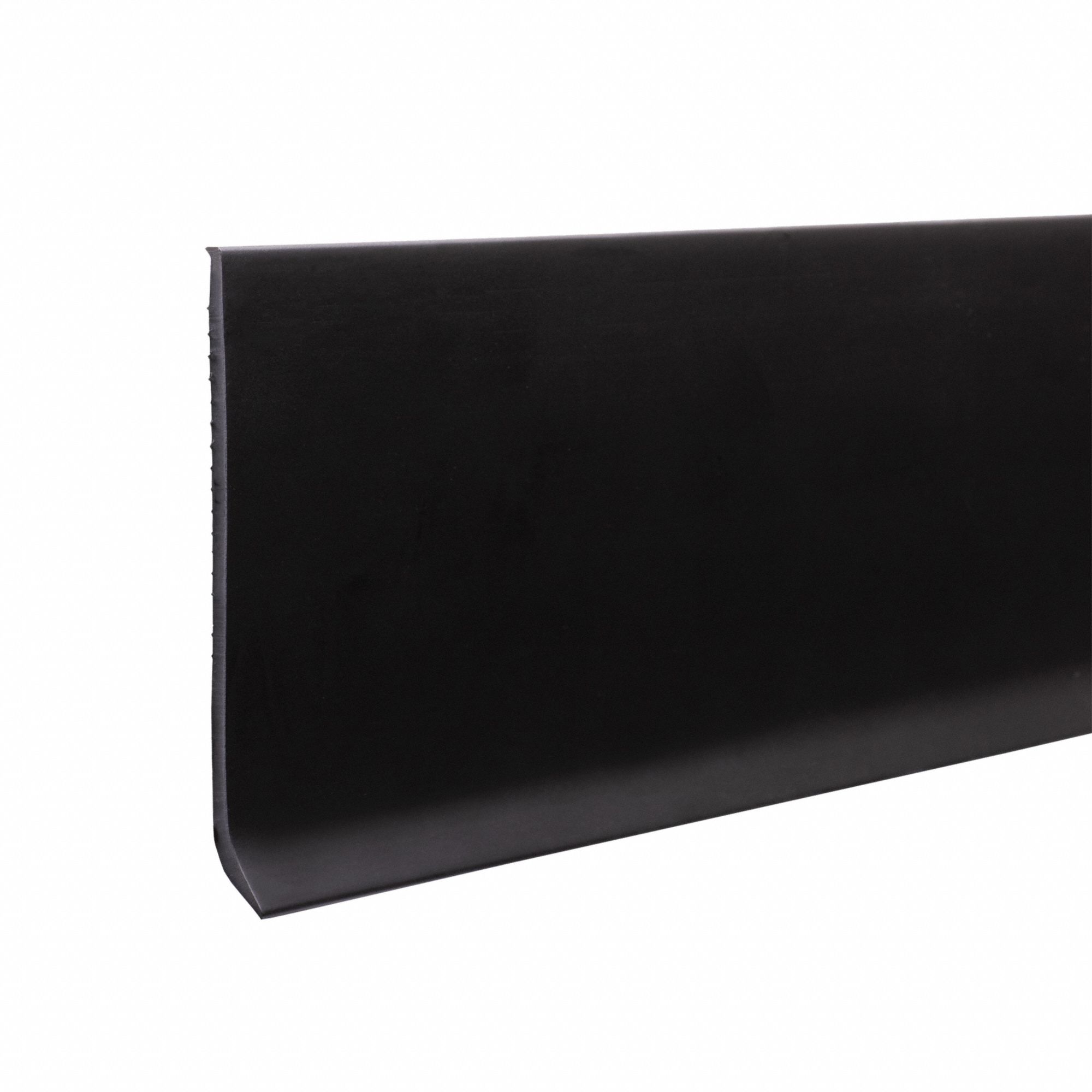 Wall Base Molding: Black, Thermoplastic, 4 ft Overall Lg, 4 in Overall Ht, Strips
