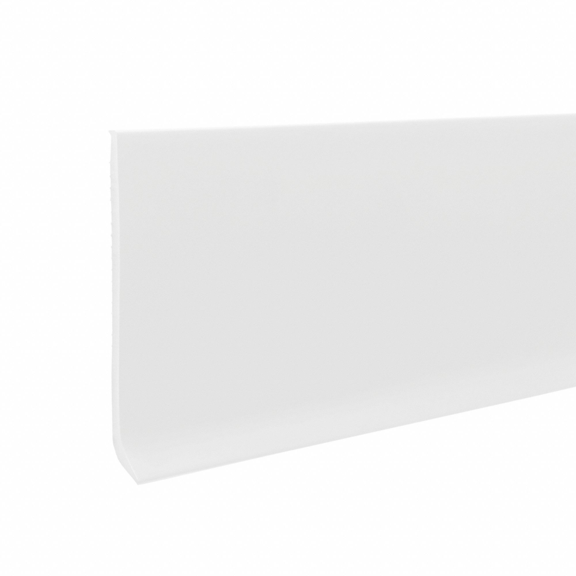 Wall Base Molding: Snow White, Thermoplastic, 4 ft Overall Lg, 4 in Overall Ht