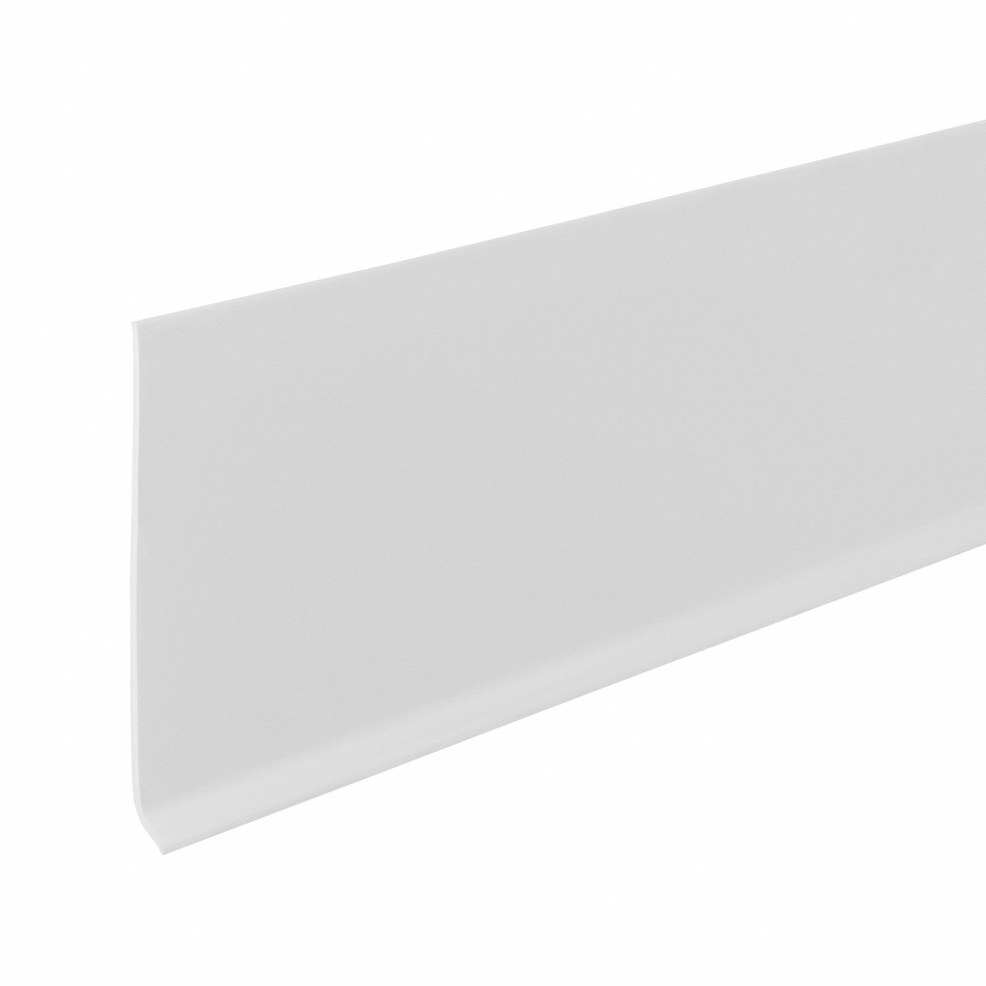 Wall Base Molding: Snow White, Thermoplastic, 120 ft Overall Lg, 6 in Overall Ht