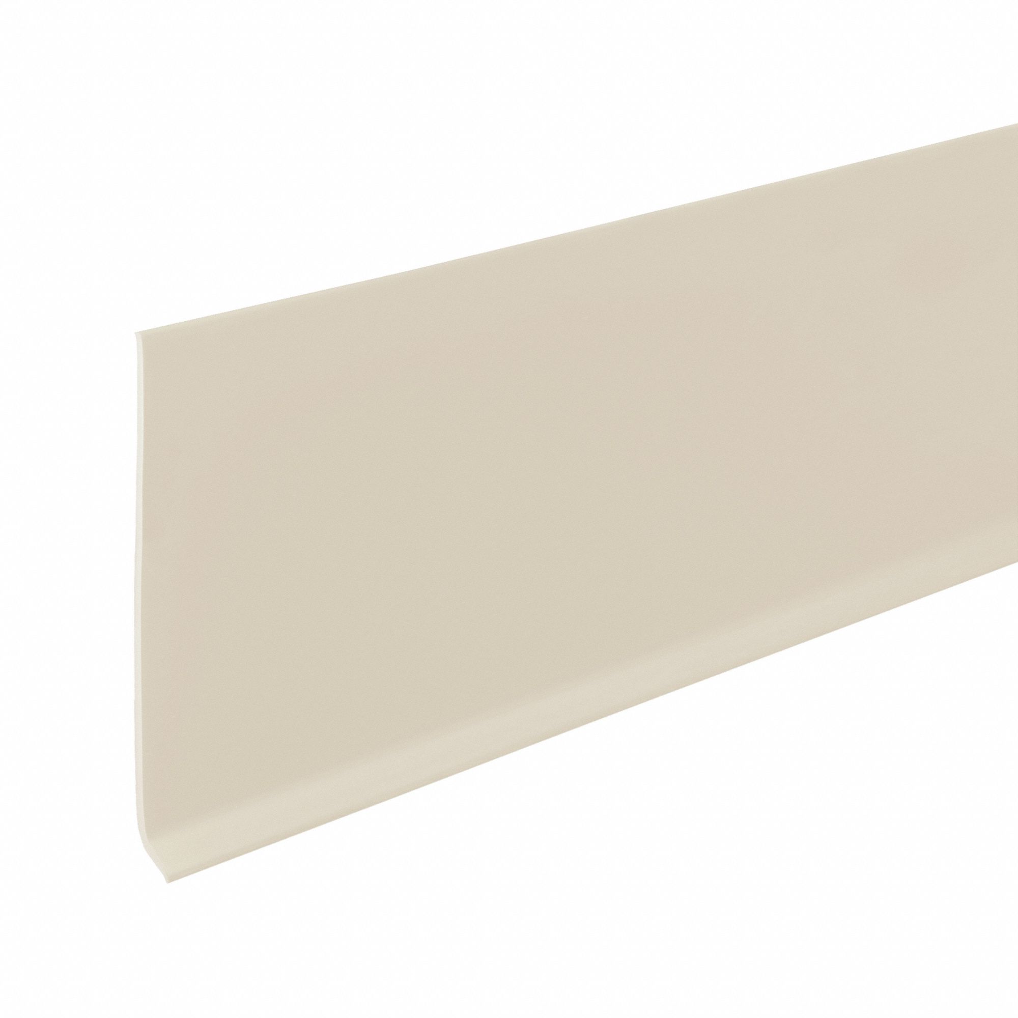 Wall Base Molding: Almond, Thermoplastic, 120 ft Overall Lg, 6 in Overall Ht, Roll