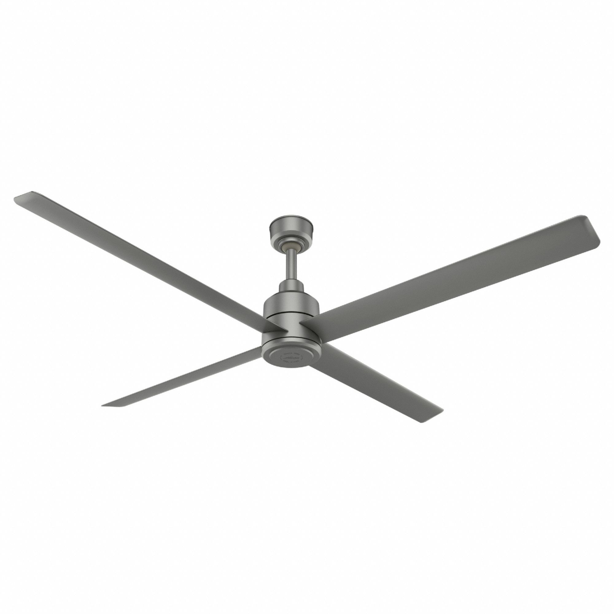Ceiling Fan: 8 ft Blade Dia, 8 Speeds, 22, 034 cfm, 120V AC, 10 ft Max. Mounting Ht, Silver
