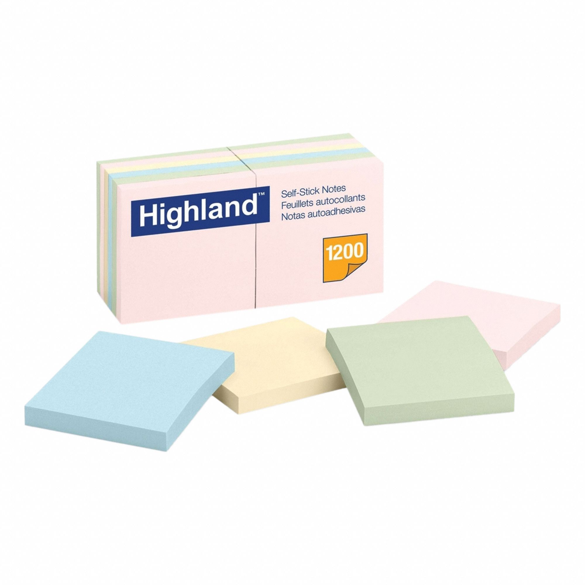 Sticky Notes: Blue/Green/Pink/Yellow, Super Sticky, 100 Sheets per Pad, 3 x 3 in, 12 PK