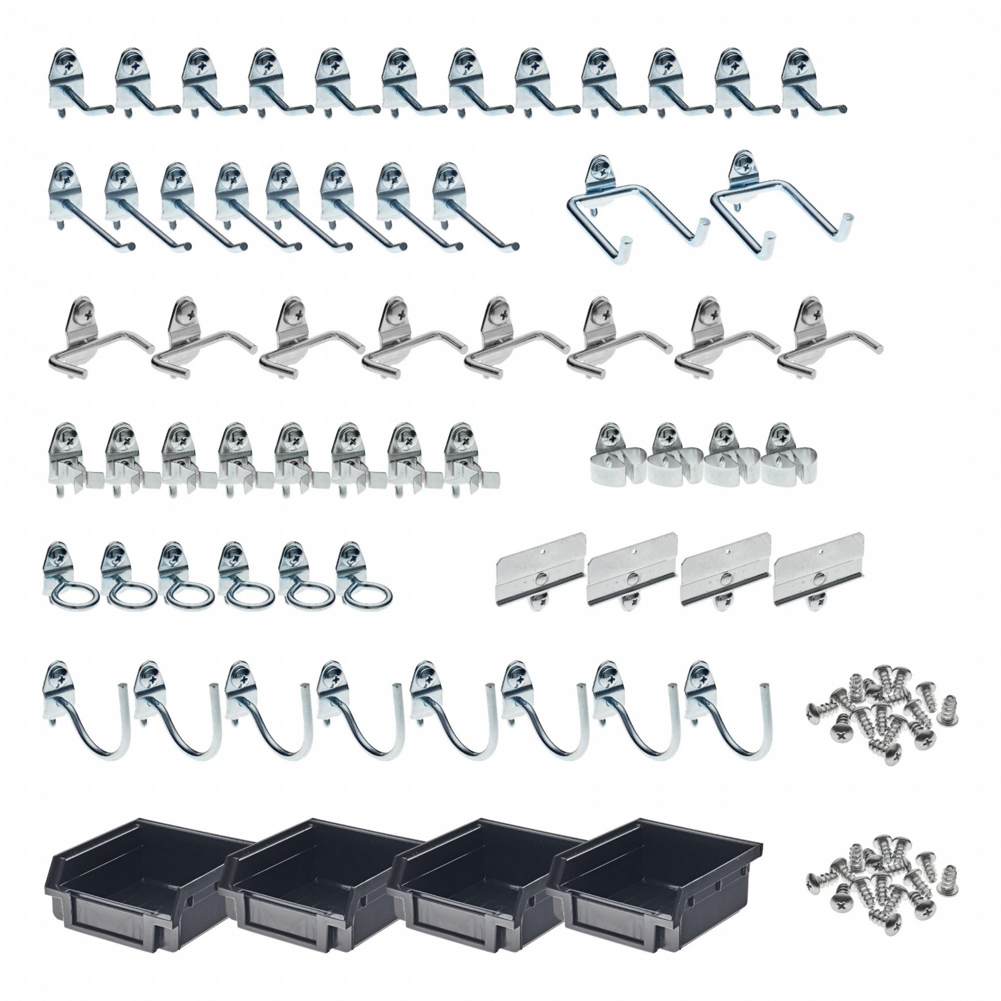 TRITON PRODUCTS ASSORTED PEGBOARD HOOKS,FIXED MOUNT,SILVER,6