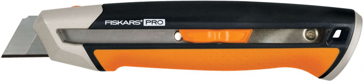 Snap-Off Knife: 6 1/2 in Overall Lg, Rubberized, 7 Segments, 0 Blades Stored, Orange, Rubber
