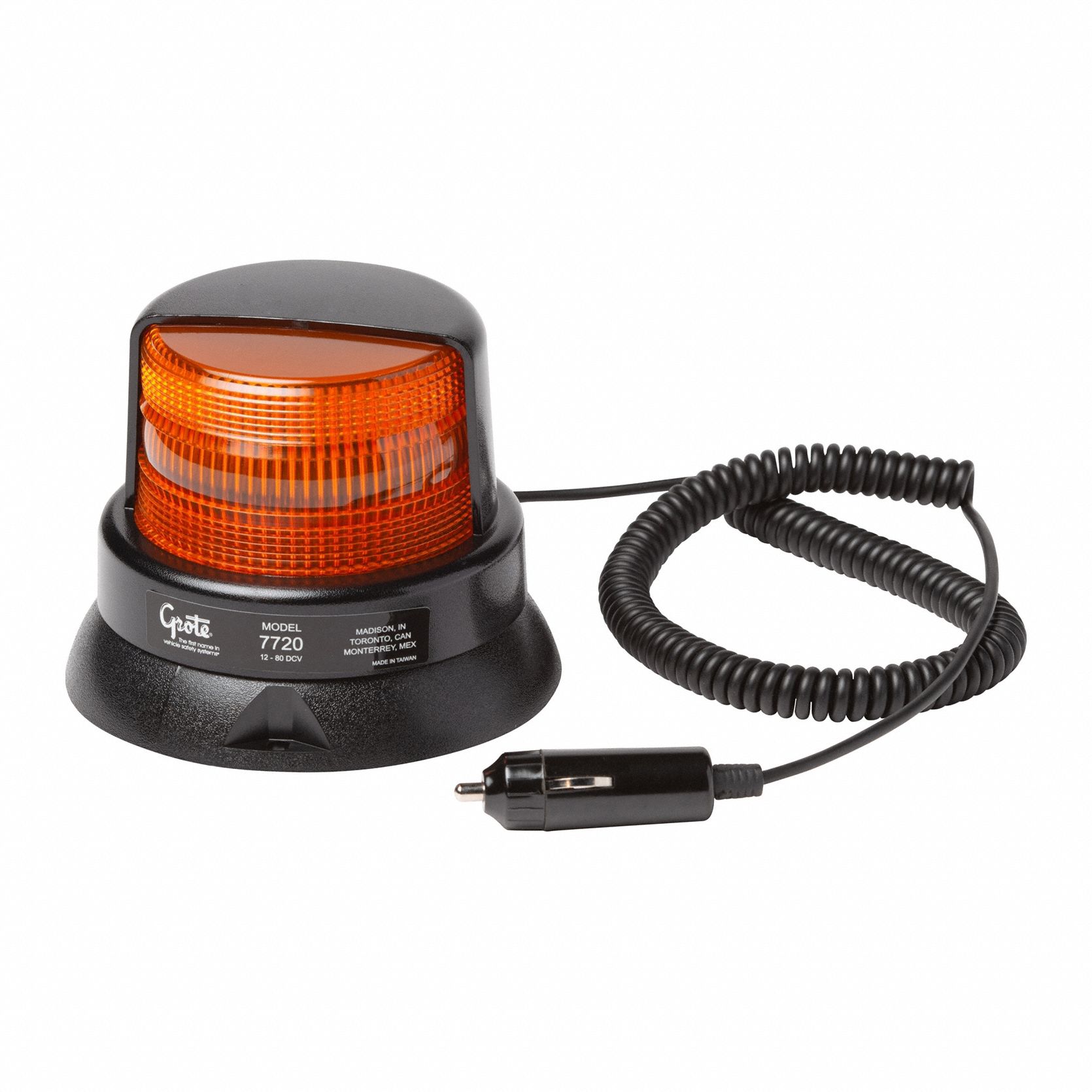 Strobe Light: Strobe, Amber, 5 1/8 in Overall Wd, 3 5/8 in Overall Ht, Incandescent, 12/80V