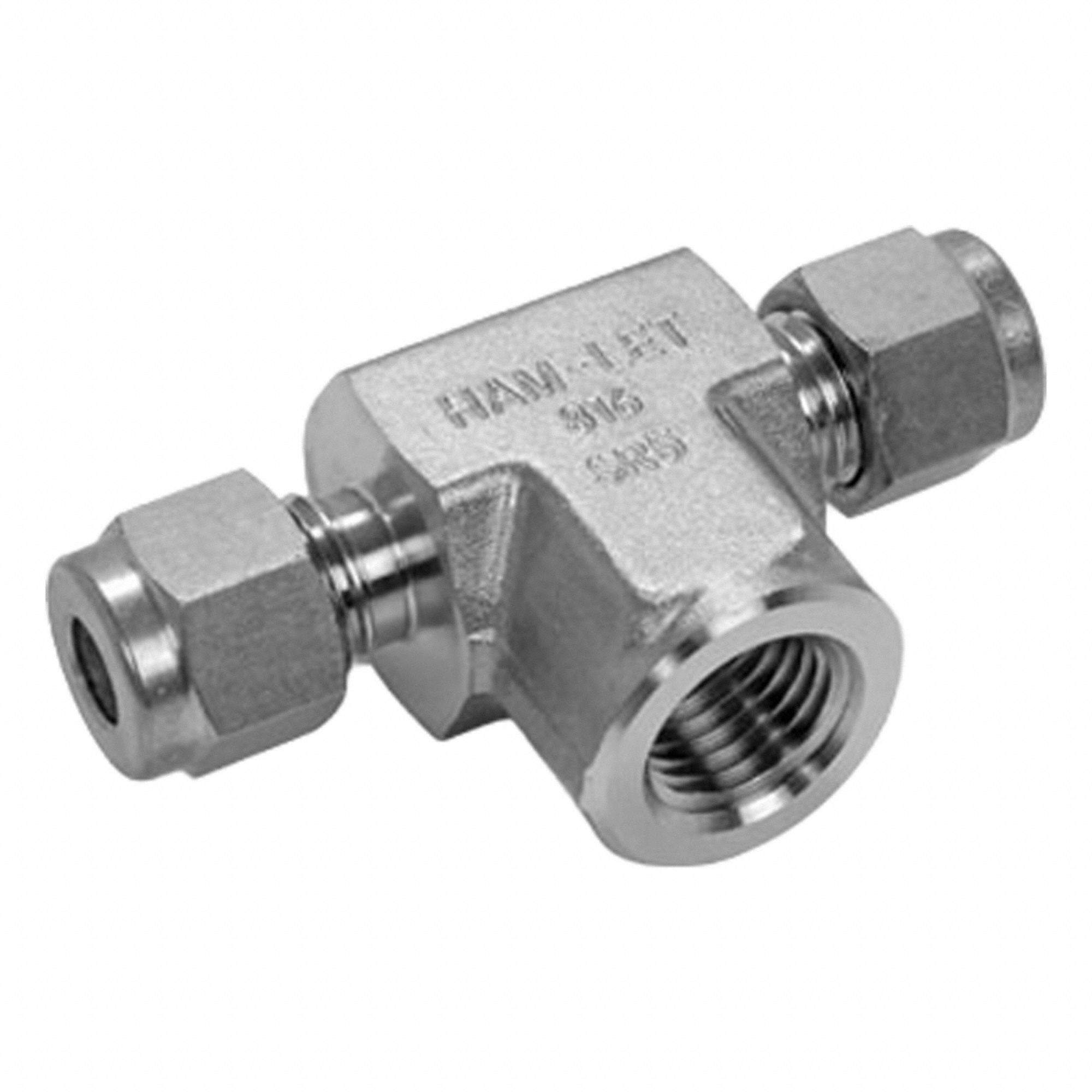 Tee,  SS,  Tube 1/2",  Tube 1/2",  FNPT 3/8"
