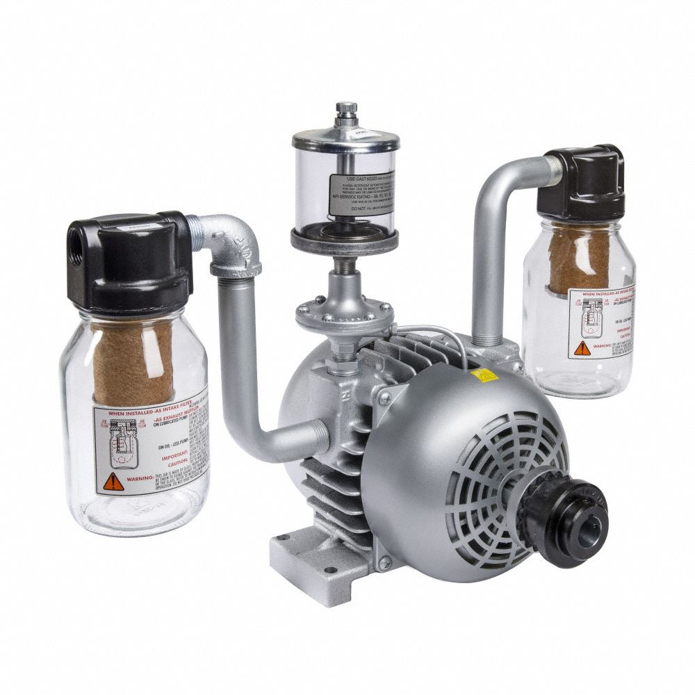 Vacuum Pump: 0.5 hp, 8.5 cfm_7.3 cfm, 21 in Hg Max Vacuum, 25 psi Max Continuous Pressure