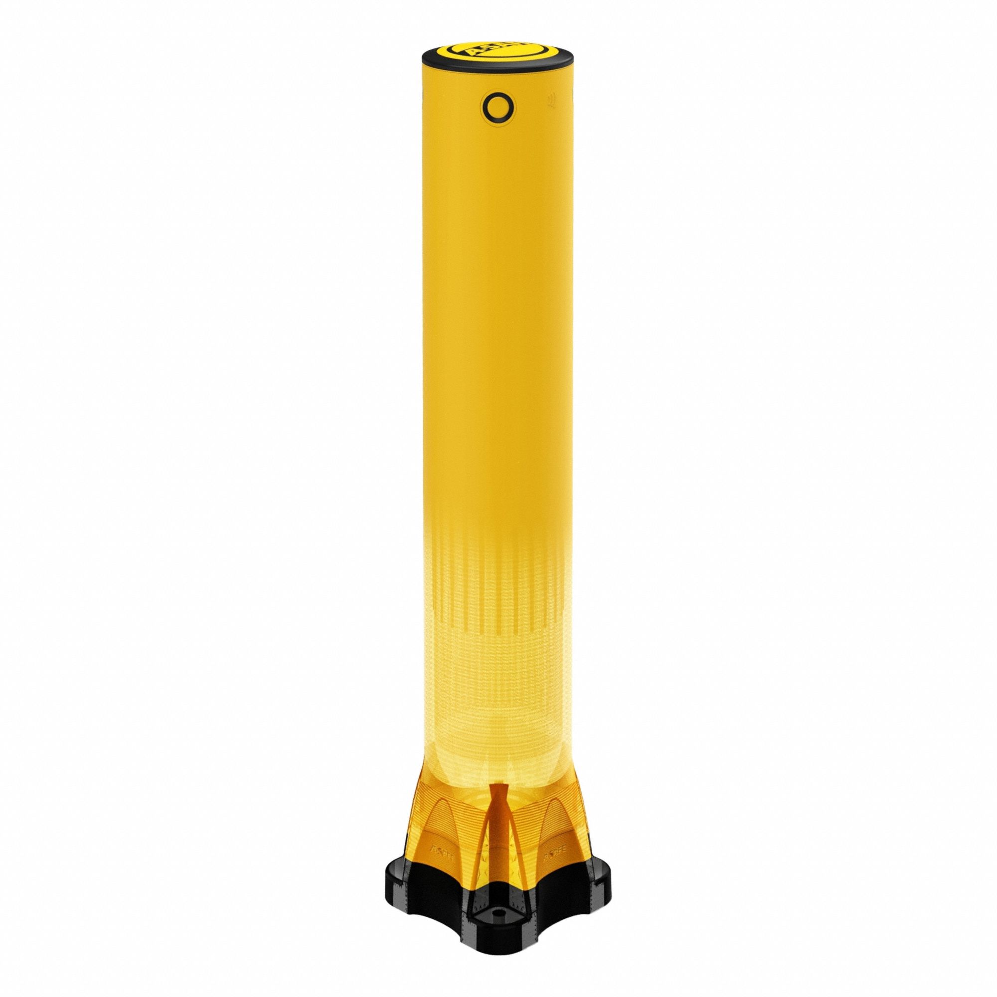 Bollard: Bolt-On, 47 1/16 in Install Ht, Round, Polymer, Yellow, 7 1/2 in Dia, Removable Cap