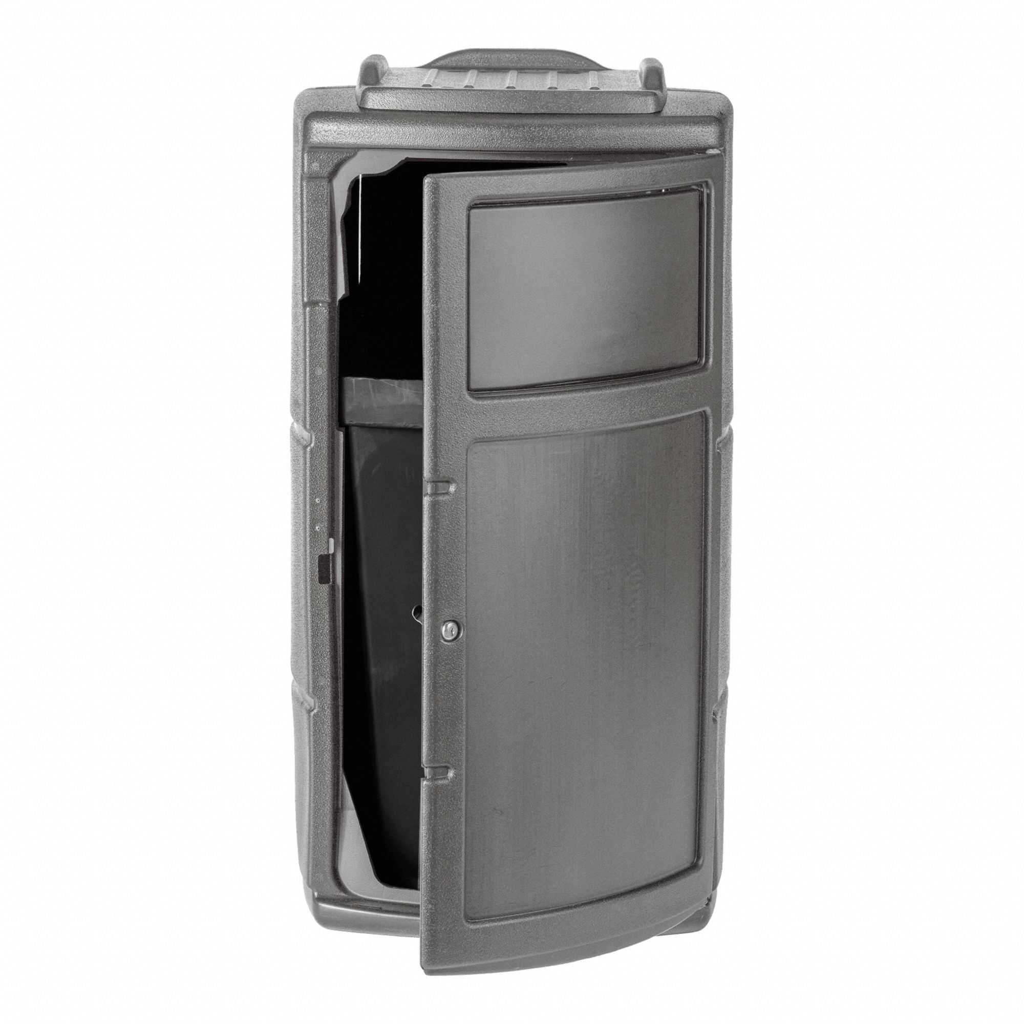 Trash Can: PolyTec™, Square, Gray, 25 gal Capacity, 21 1/2 in Overall Wd