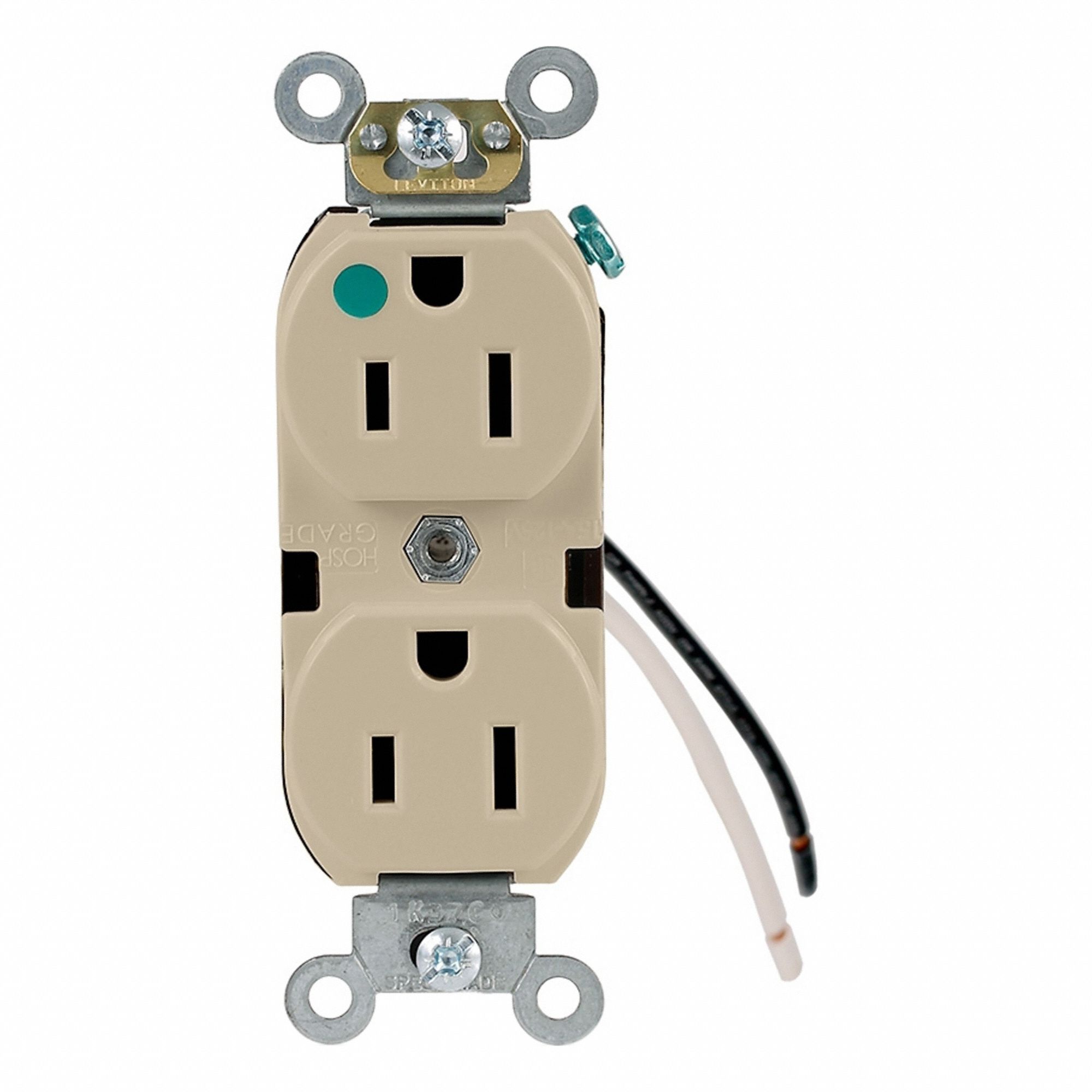 Leaded Dup Rec HG 15A 125V Self-Gr Ivr