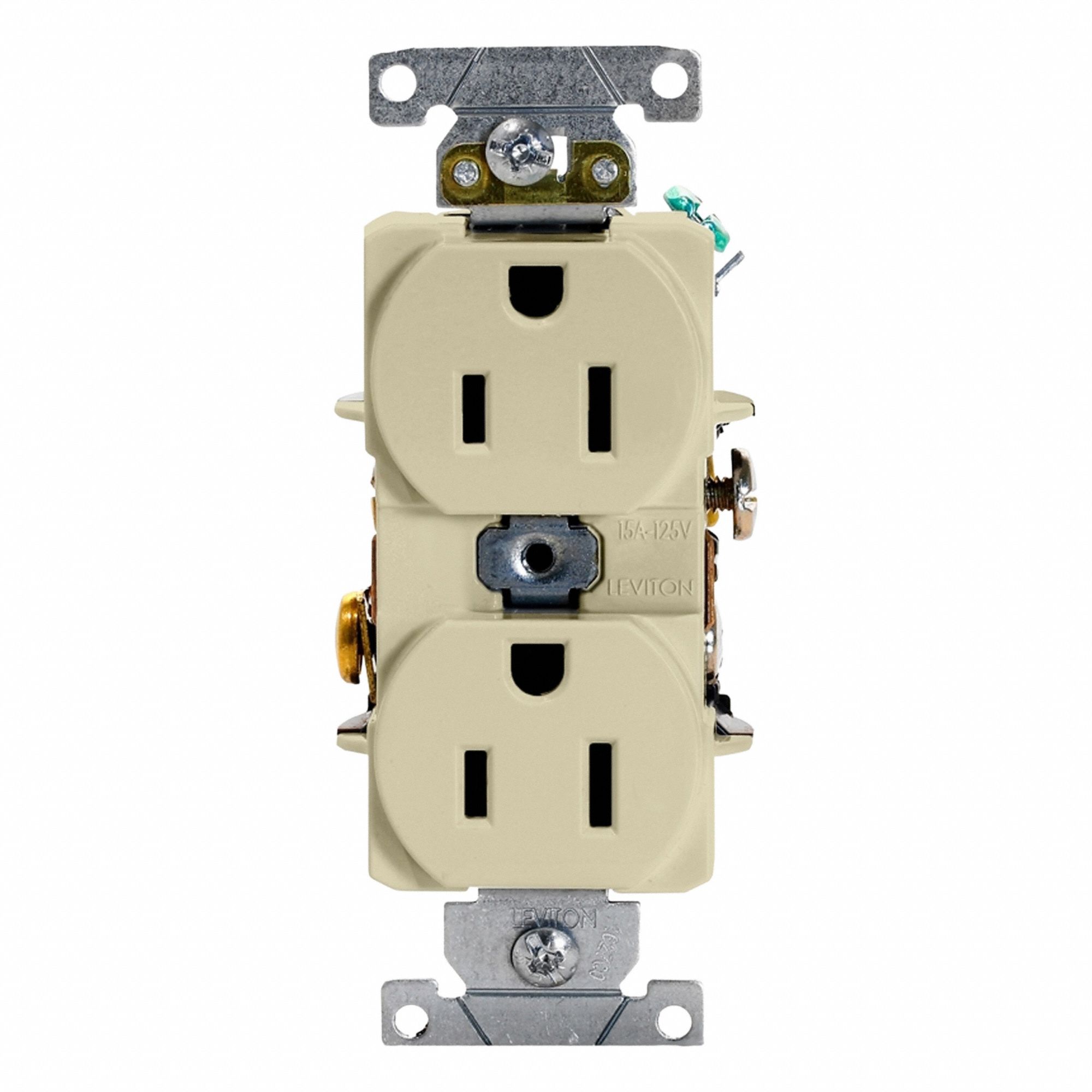 Duplex Receptacle Outlet: Duplex, 5-15R, 125V AC, 15 A, Ivory, 2 Pole / 3 Wire