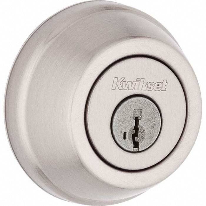 Single Cylinder Deadbolt: Cylindrical, 1 3/4 in Door Thick - Max, Nickel