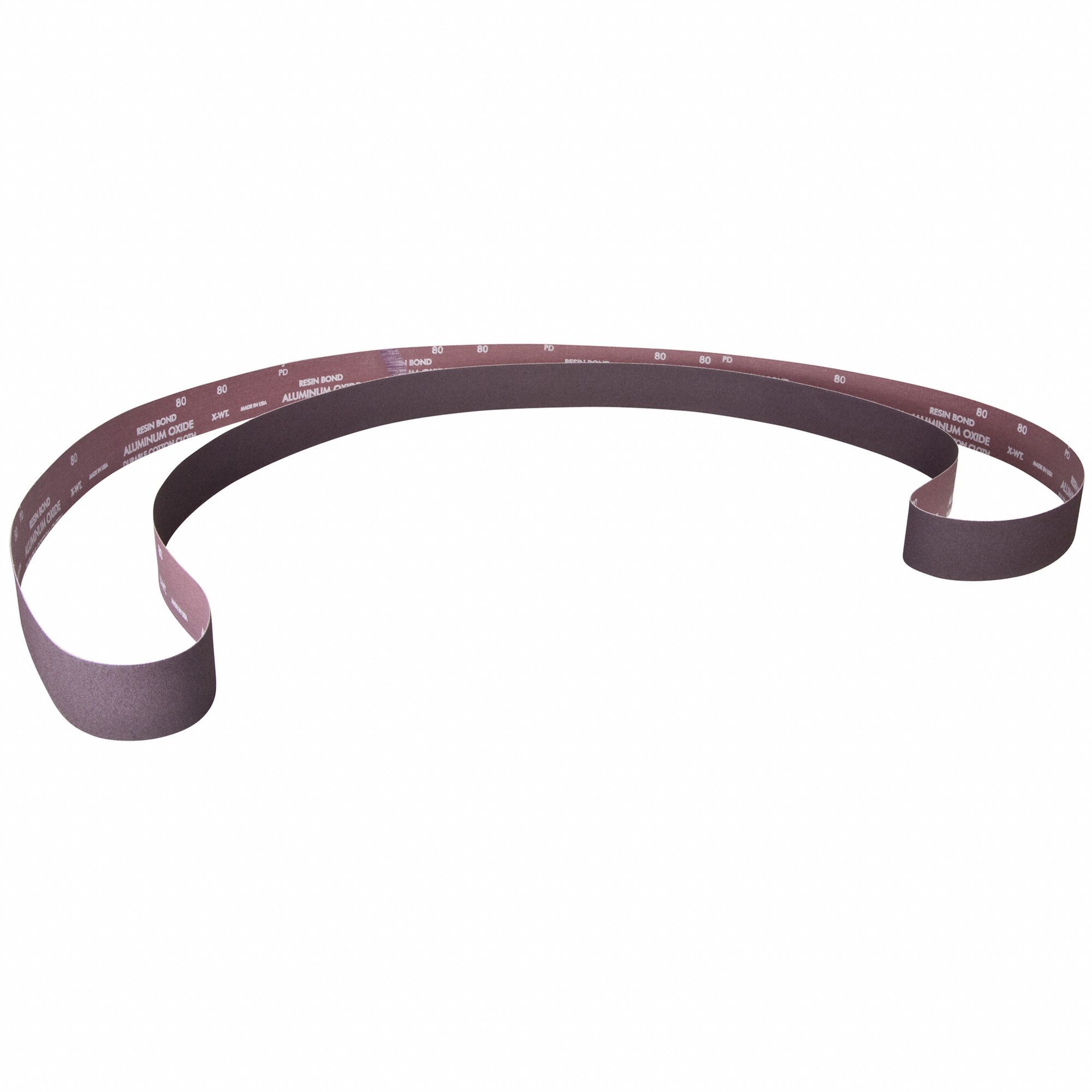 SANDING BELT, 2 IN W X 132 IN L, ALUMINUM OXIDE, 80 GRIT, X WEIGHT COTTON BACKING, METALITE R228