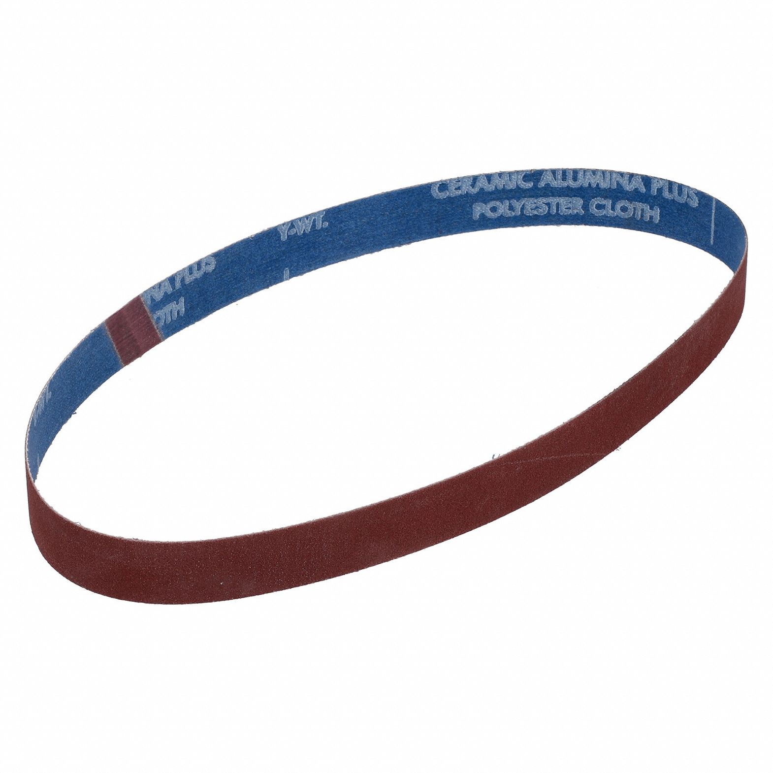 Sanding Belt: 1 in W x 30 in L, Ceramic, 120 Grit, Y Wt Polyester Backing, SG R981