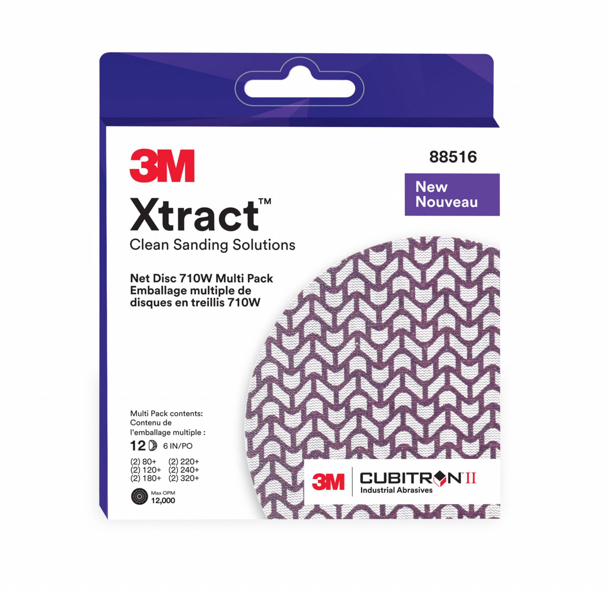 3M CUBITRON II, Xtract 710W, 6 In Dia, Hook-and-Loop Sanding Disc ...