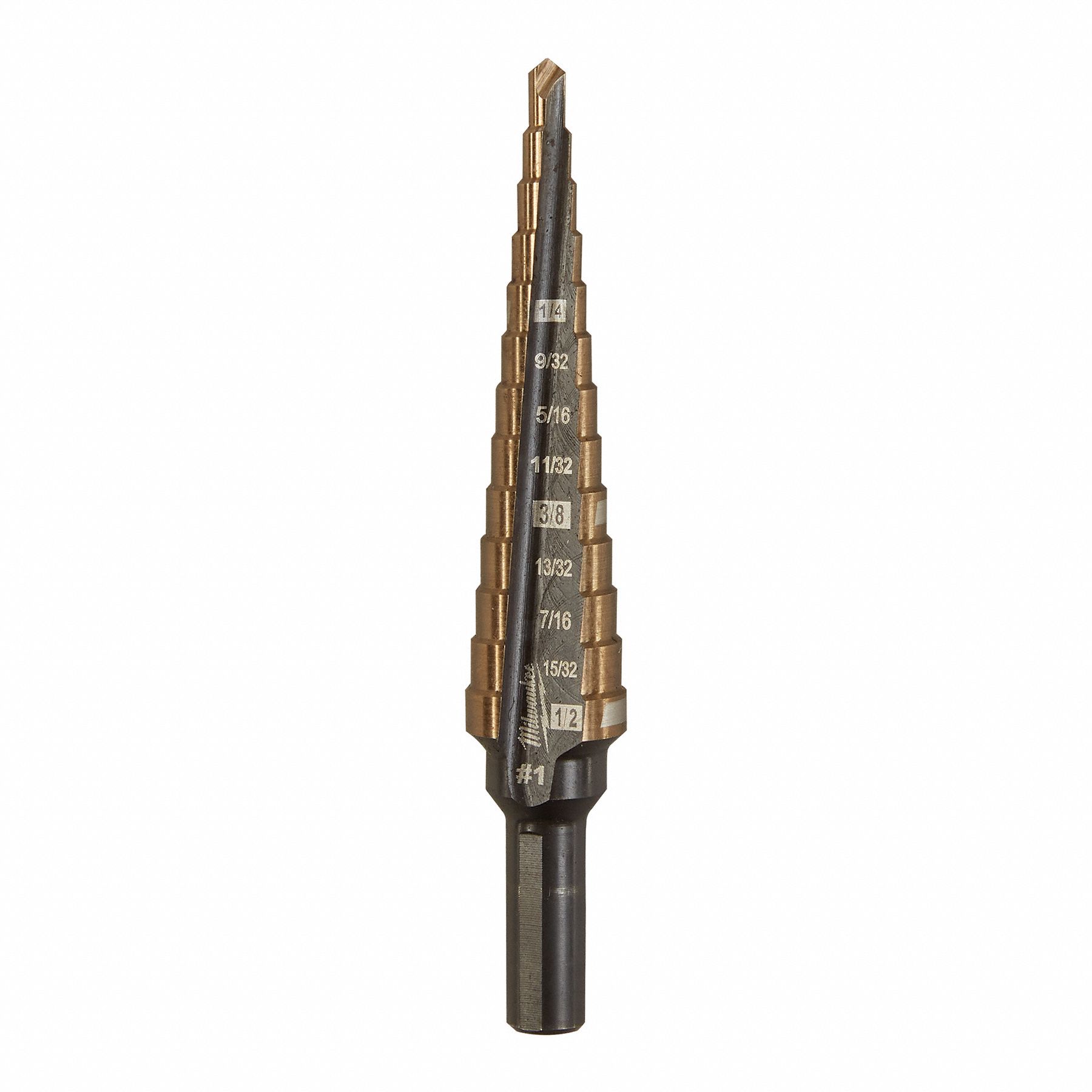 MILWAUKEE, 13 Hole Sizes, 1/8 in to 1/2 in, Step Drill Bit 780U0448