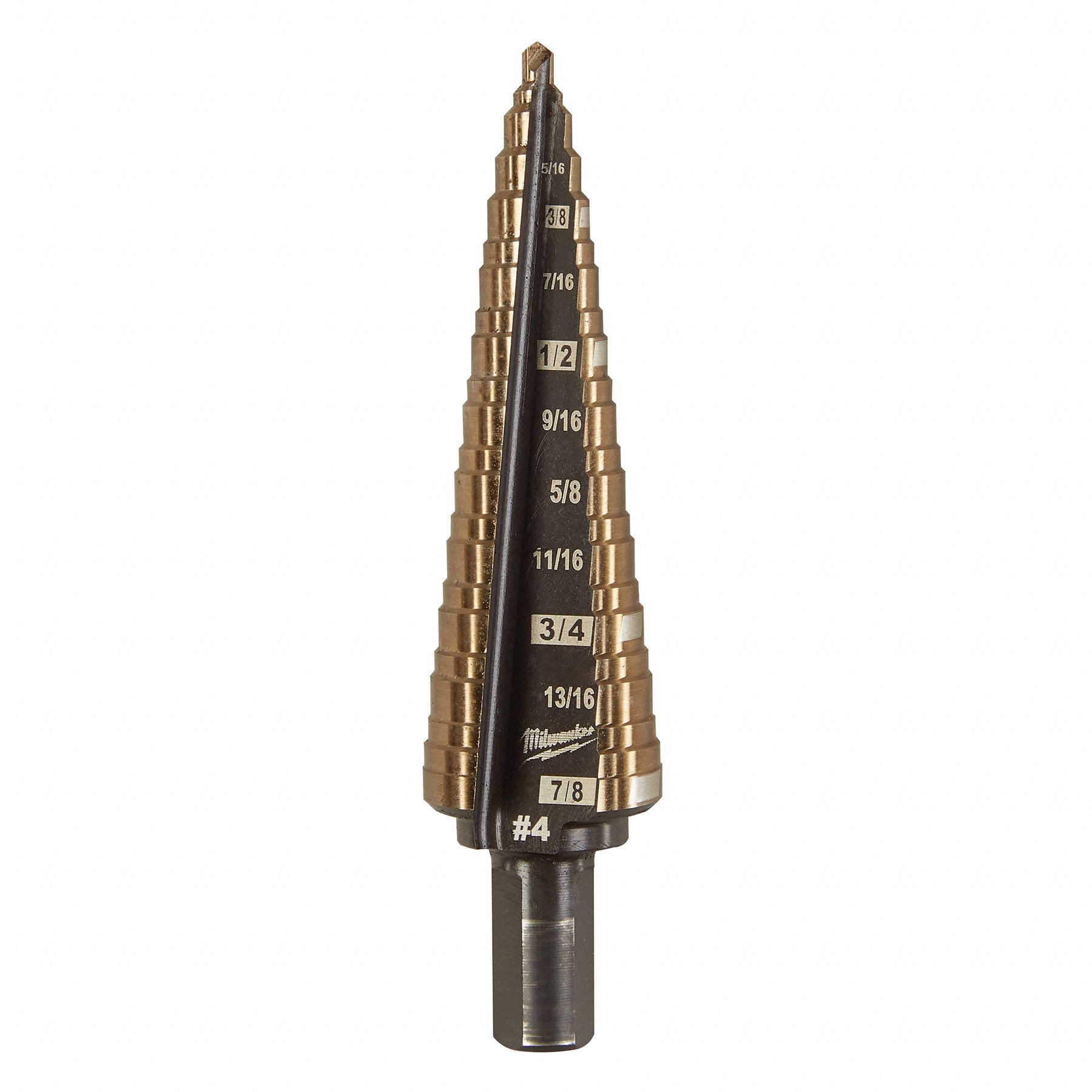 MILWAUKEE, 12 Hole Sizes, 3/16 in to 7/8 in, Step Drill Bit 780U0548