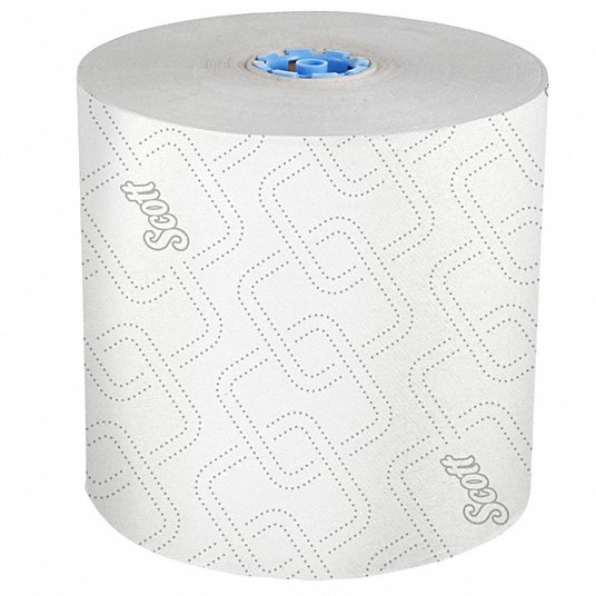 Paper Towel Roll: White, 7 1/2 in Roll Wd, 700 ft Roll Lg, 12 in Sheet Lg, Hardwound, 6 PK