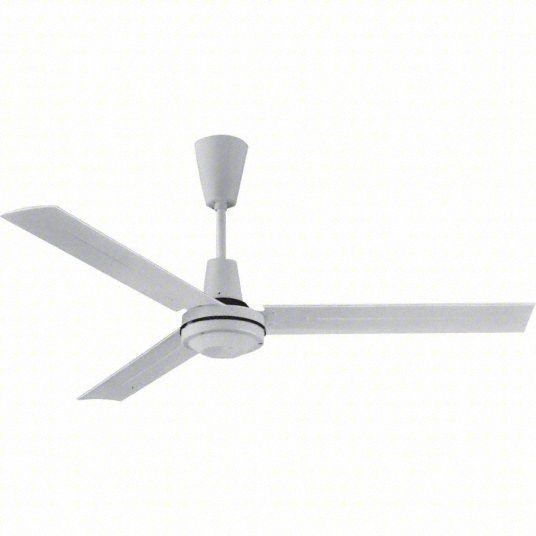 Ceiling Fan: 6, 090 cfm Airflow, 60 in Blade Dia, Variable Speeds, 120V AC, Single Phase, White