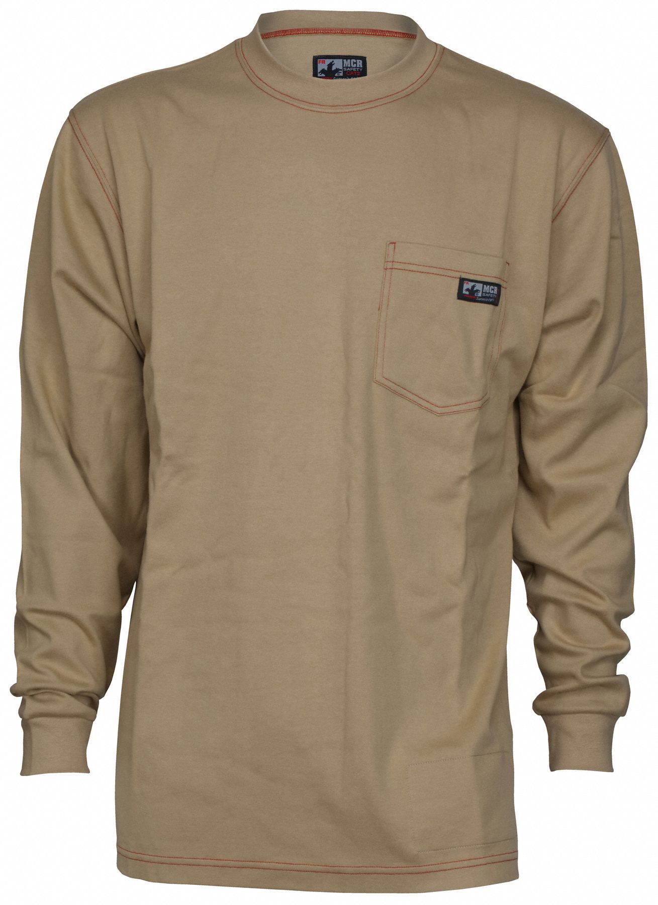 FR Long Sleeve Shirt: 10.6 cal/sq cm ATPV, Men's, Regular, 2XL, ( 6.5 oz ), Long, Tan