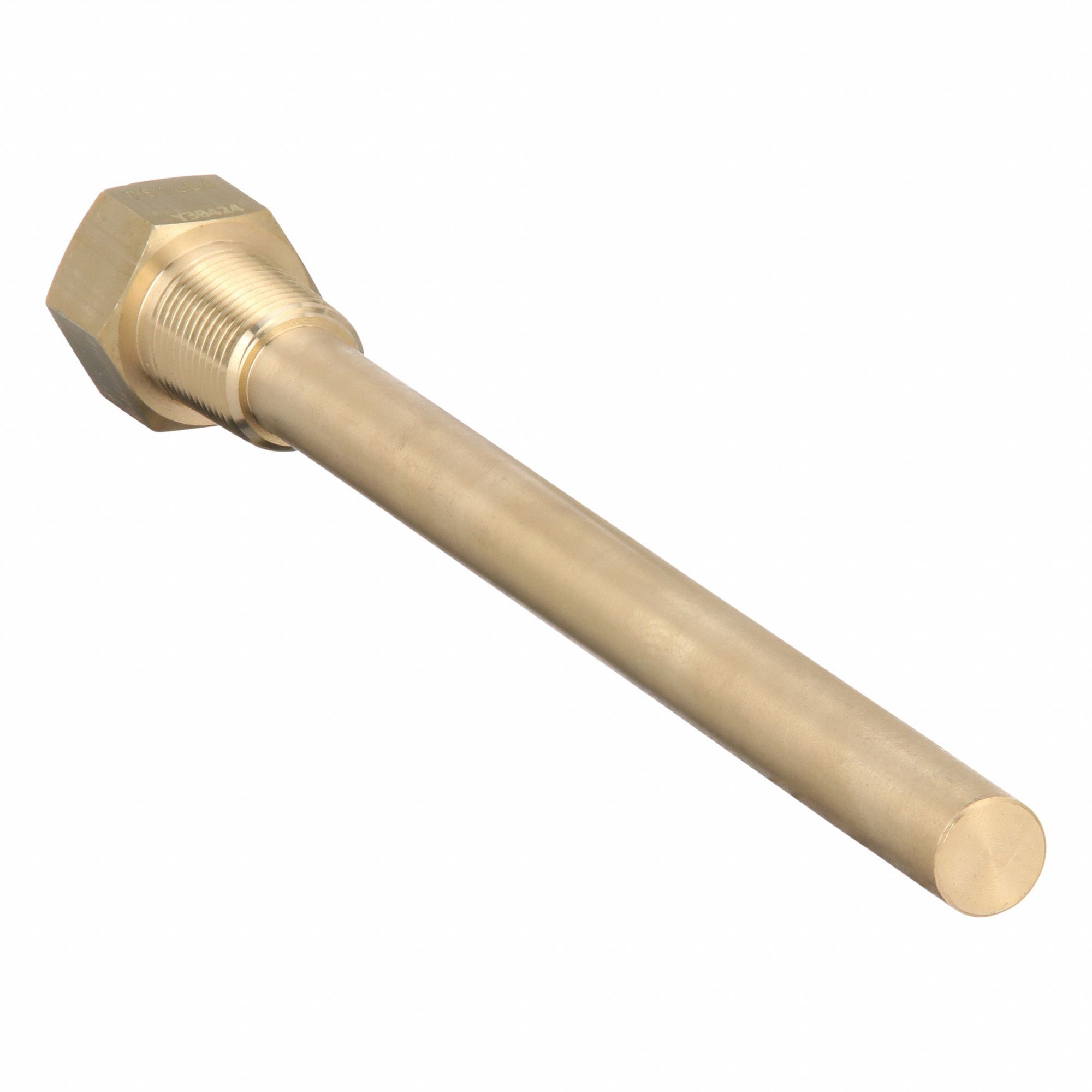 Threaded Thermowell: Brass, For 9 in Stem Lg, 7 1/2 in Insertion Lg, For 1/4 in Stem Dia