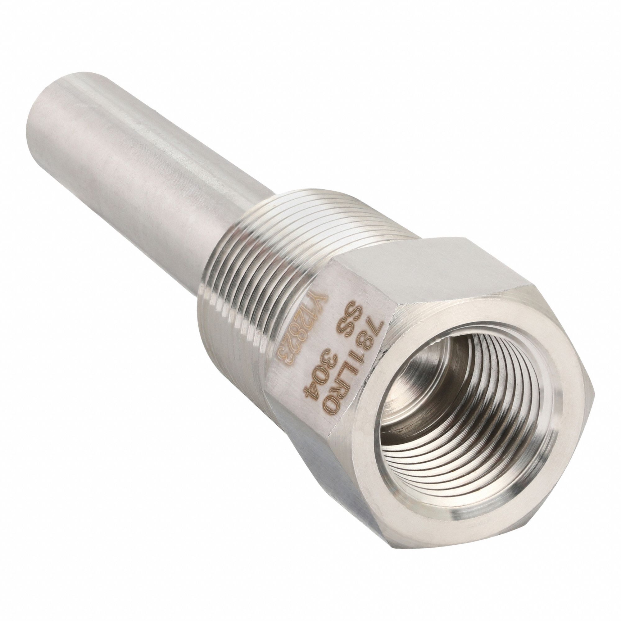 Threaded Thermowell: Stainless Steel, For 4 in Stem Lg, 2 1/2 in Insertion Lg, 1, 200°F/649°C