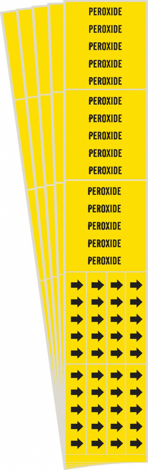 Pipe Marker: Peroxide, Yellow, Black, Fits 3/4 in and Smaller Pipe O.D., 3 Pipe Markers, 5 PK