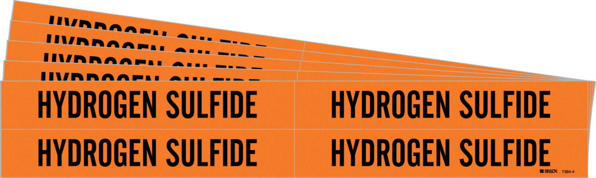 Pipe Marker: Hydrogen Sulfide, Orange, Black, Fits 3/4 to 2 3/8 in Pipe O.D., 4 Pipe Markers, 5 PK