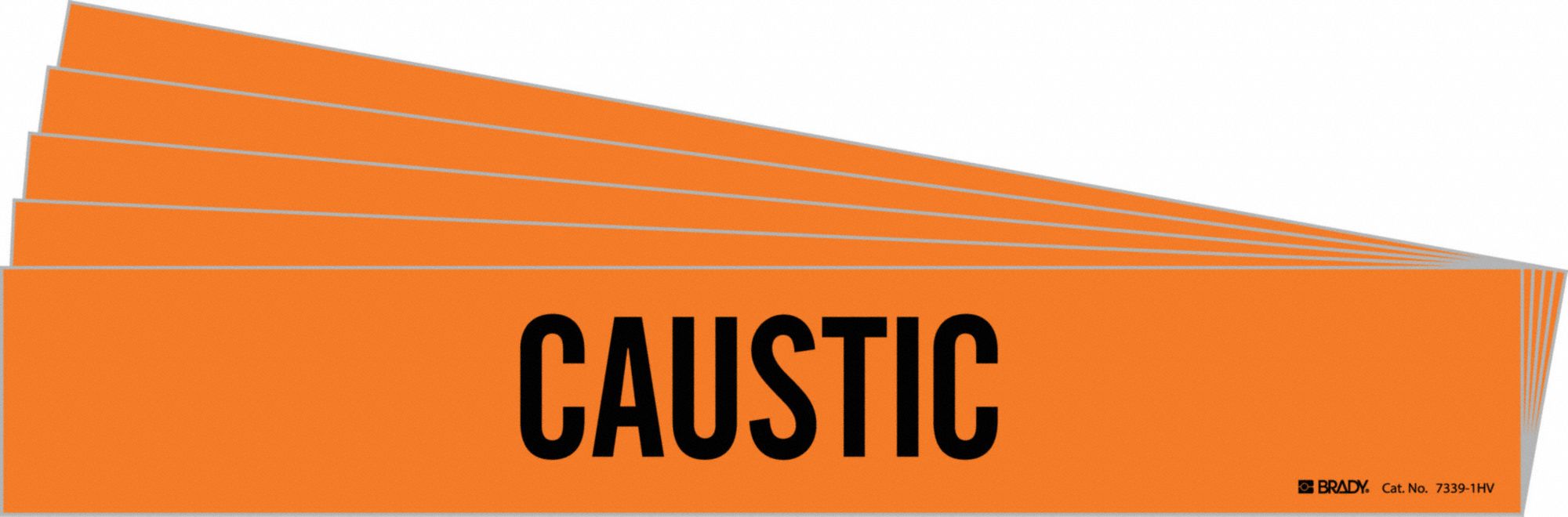 Pipe Marker: Caustic, Orange, Black, Fits 8 in and Larger Pipe O.D., 1 Pipe Markers, 5 PK