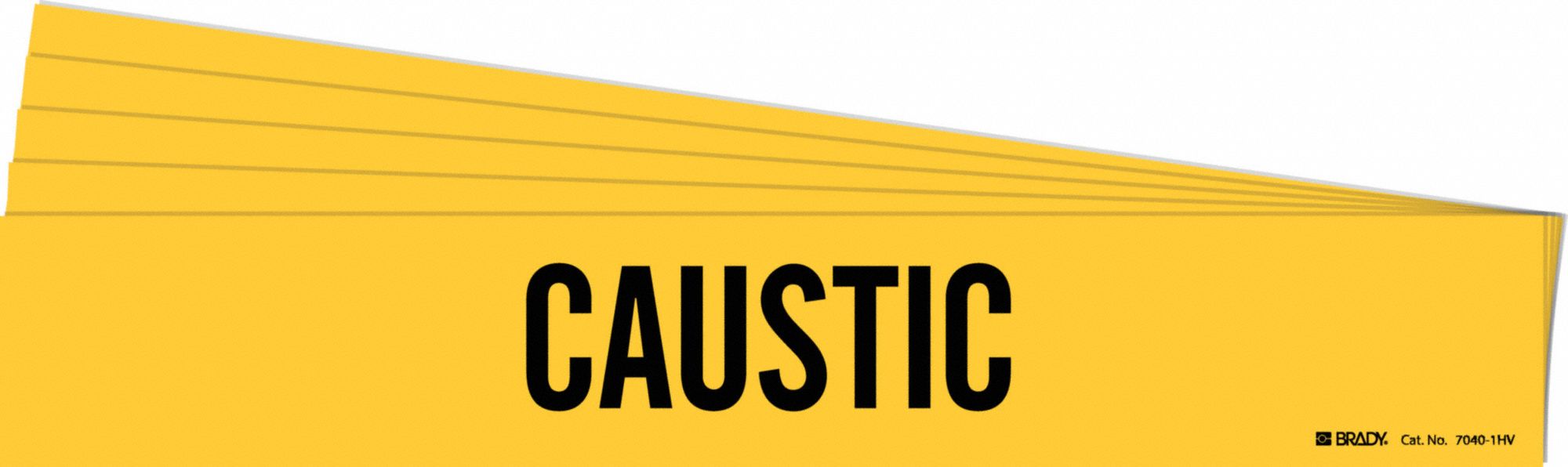 Pipe Marker: Caustic, Yellow, Black, Fits 8 in and Larger Pipe O.D., 1 Pipe Markers, 5 PK