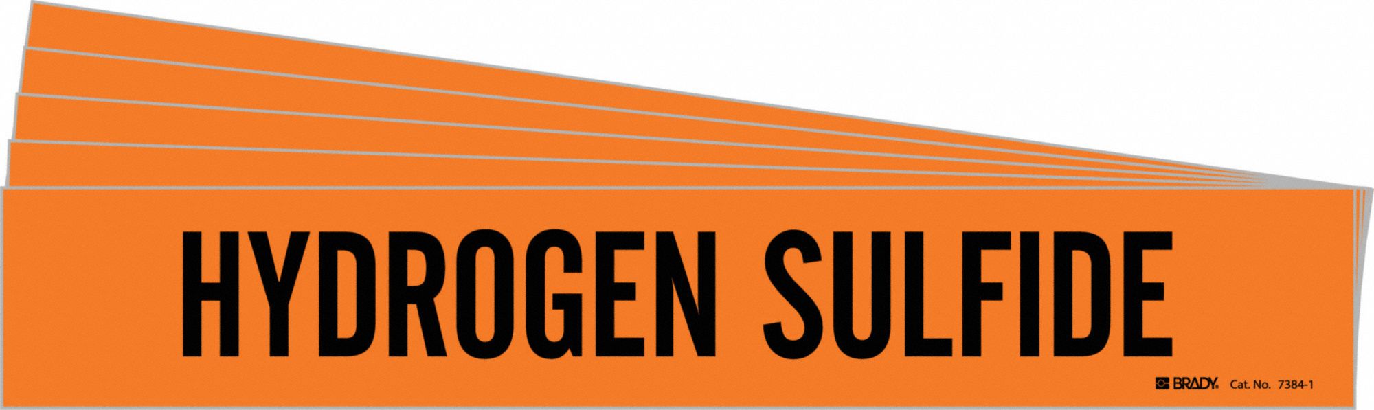 Pipe Marker: Hydrogen Sulfide, Orange, Black, Fits 2 1/2 to 7 7/8 in Pipe O.D., 1 Pipe Markers, 5 PK