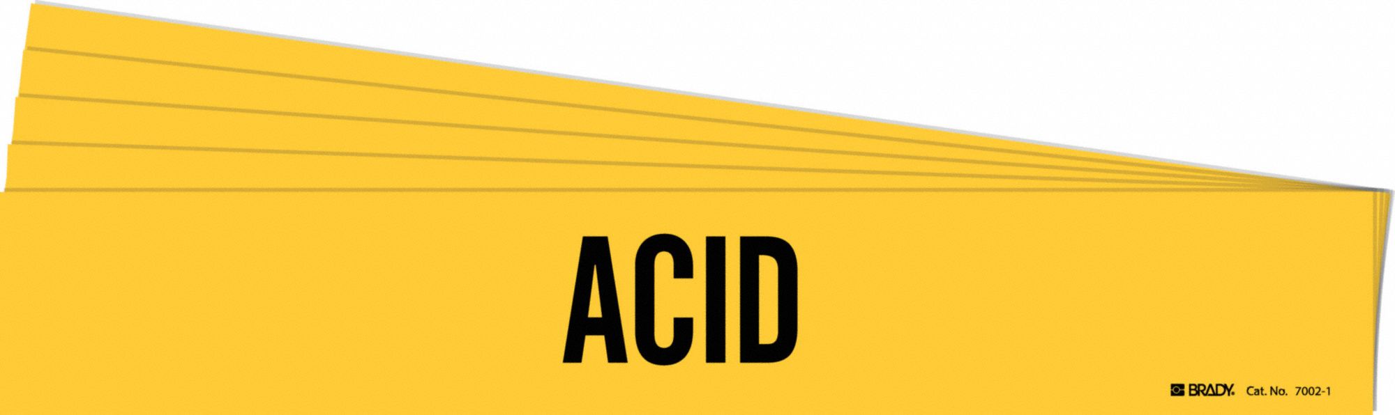 Pipe Marker: Acid, Yellow, Black, Fits 2 1/2 to 7 7/8 in Pipe O.D., 1 Pipe Markers, 5 PK
