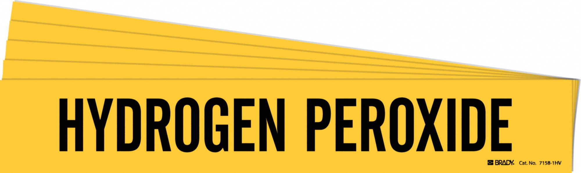 Pipe Marker: Hydrogen Peroxide, Yellow, Black, Fits 8 in and Larger Pipe O.D., 1 Pipe Markers, 5 PK