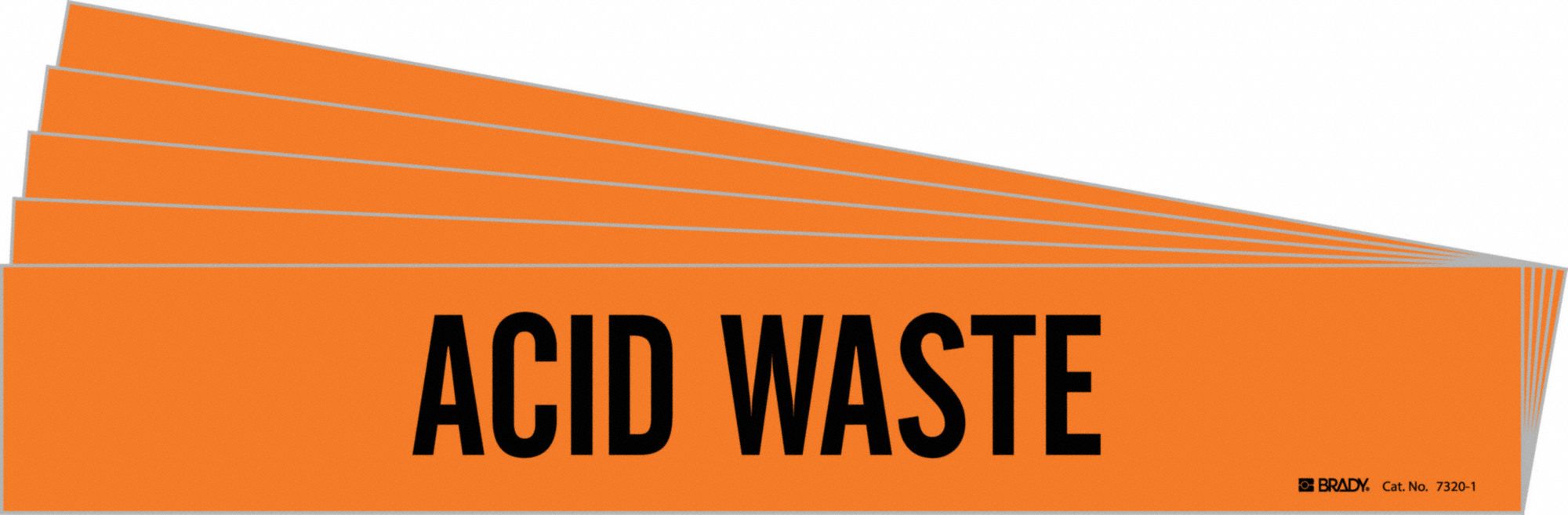 Pipe Marker: Acid Waste, Orange, Black, Fits 2 1/2 to 7 7/8 in Pipe O.D., 1 Pipe Markers, 5 PK