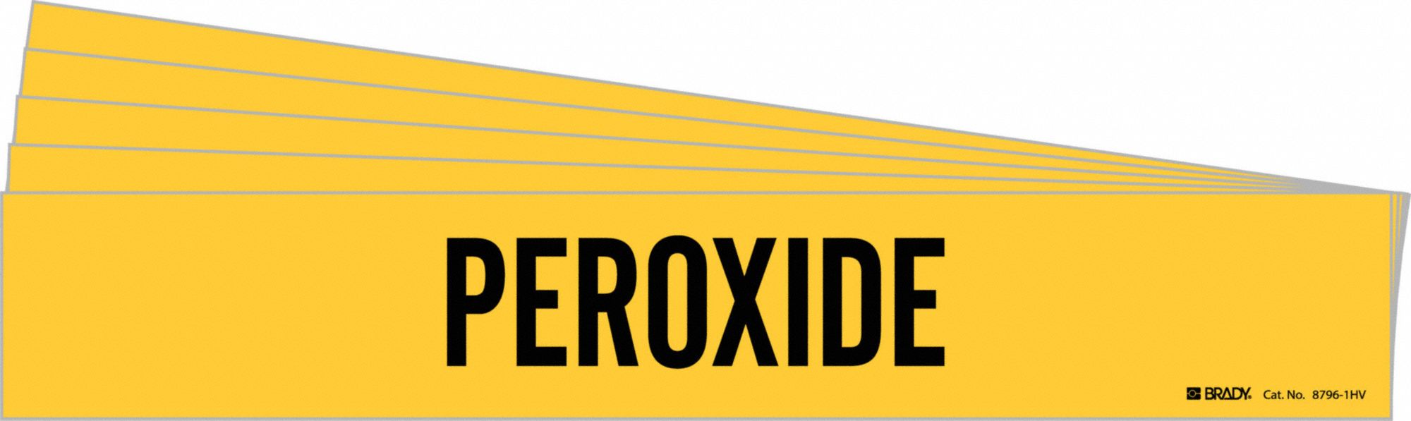 Pipe Marker: Peroxide, Yellow, Black, Fits 8 in and Larger Pipe O.D., 1 Pipe Markers, 5 PK