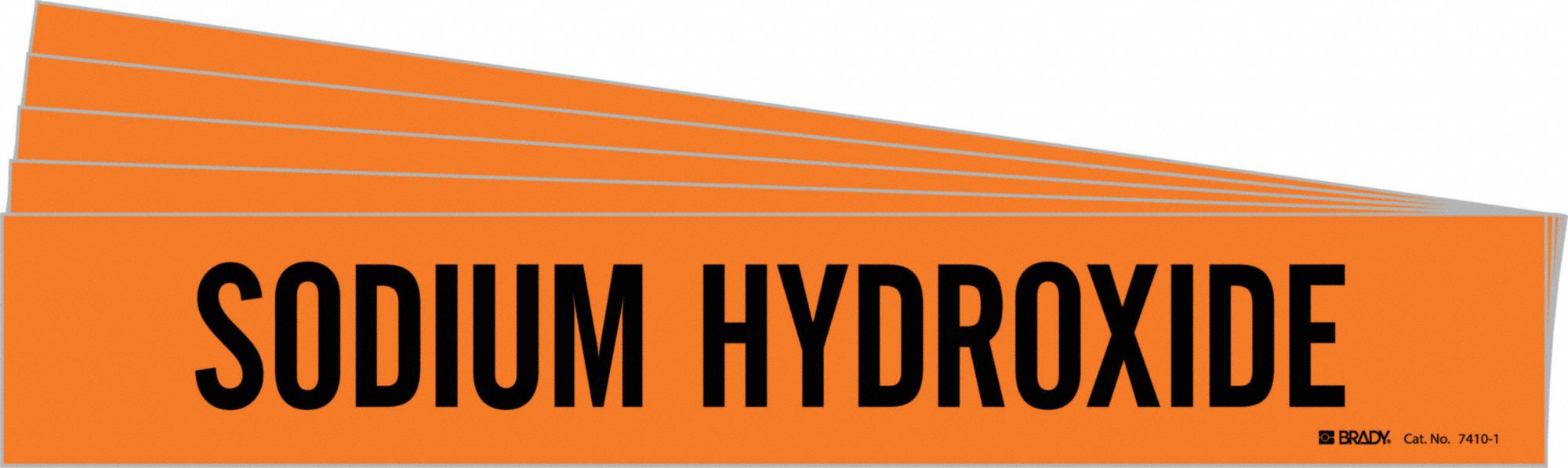 Pipe Marker: Sodium Hydroxide, Orange, Black, Fits 2 1/2 to 7 7/8 in Pipe O.D., 1 Pipe Markers, 5 PK