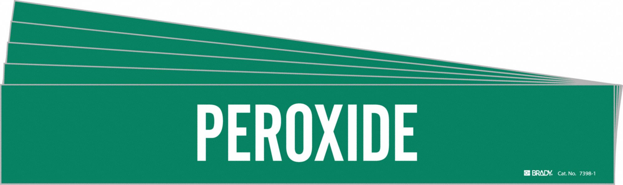 Pipe Marker: Peroxide, Green, White, Fits 2 1/2 to 7 7/8 in Pipe O.D., 1 Pipe Markers, 5 PK