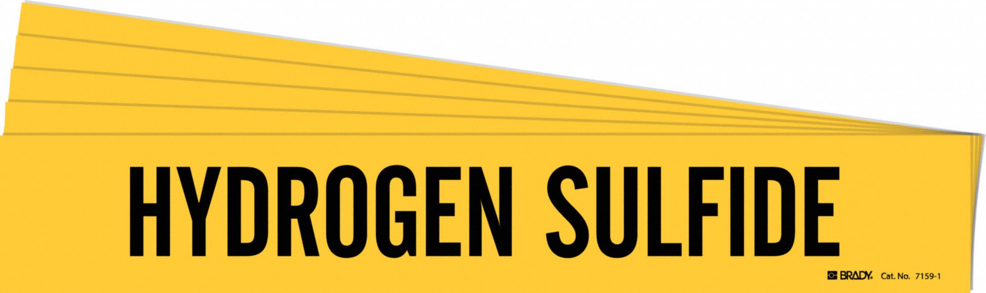 Pipe Marker: Hydrogen Sulfide, Yellow, Black, Fits 2 1/2 to 7 7/8 in Pipe O.D., 1 Pipe Markers, 5 PK