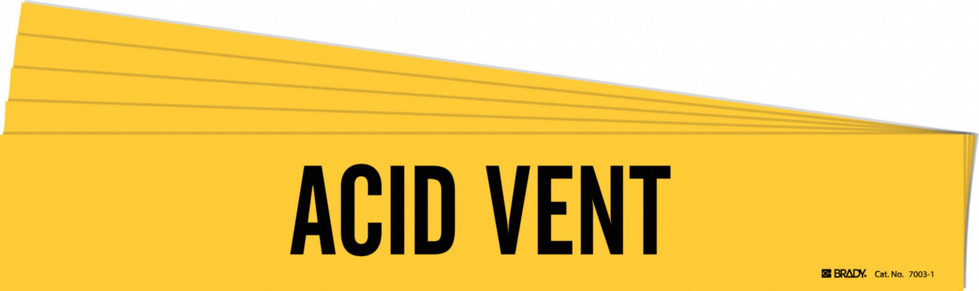 Pipe Marker: Acid Vent, Yellow, Black, Fits 2 1/2 to 7 7/8 in Pipe O.D., 1 Pipe Markers, 5 PK
