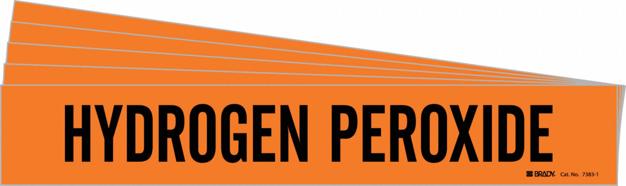 Pipe Marker: Hydrogen Peroxide, Orange, Black, Fits 2 1/2 to 7 7/8 in Pipe O.D., 5 PK