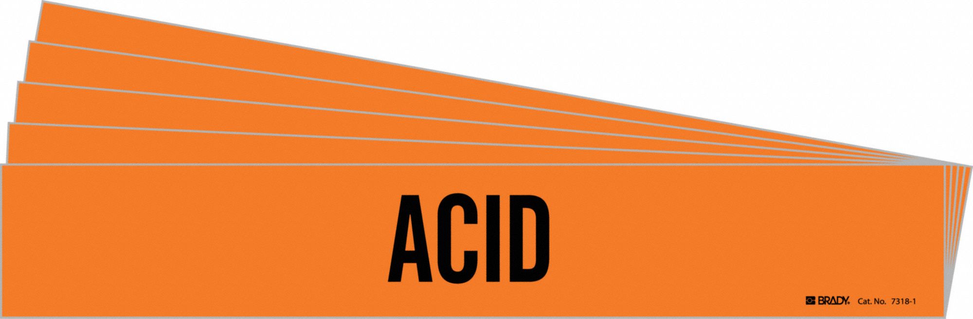 Pipe Marker: Acid, Orange, Black, Fits 2 1/2 to 7 7/8 in Pipe O.D., 1 Pipe Markers, 5 PK