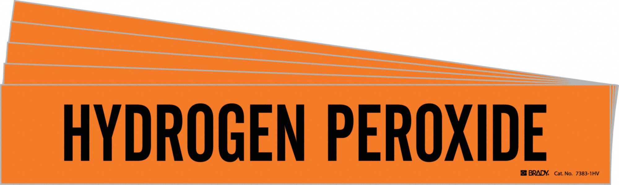 Pipe Marker: Hydrogen Peroxide, Orange, Black, Fits 8 in and Larger Pipe O.D., 1 Pipe Markers, 5 PK