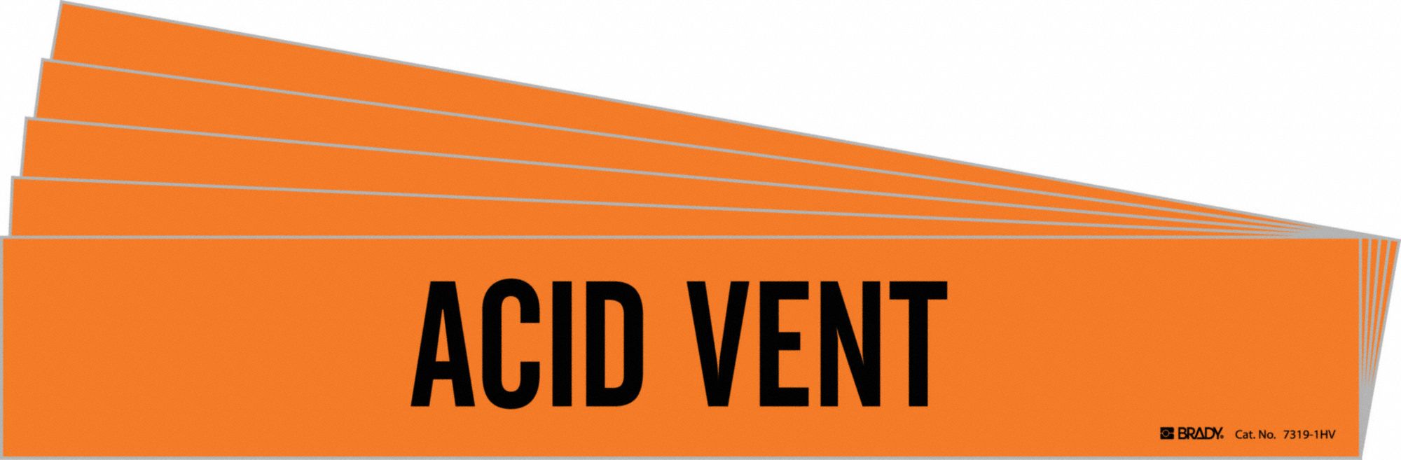 Pipe Marker: Acid Vent, Orange, Black, Fits 8 in and Larger Pipe O.D., 1 Pipe Markers, 5 PK