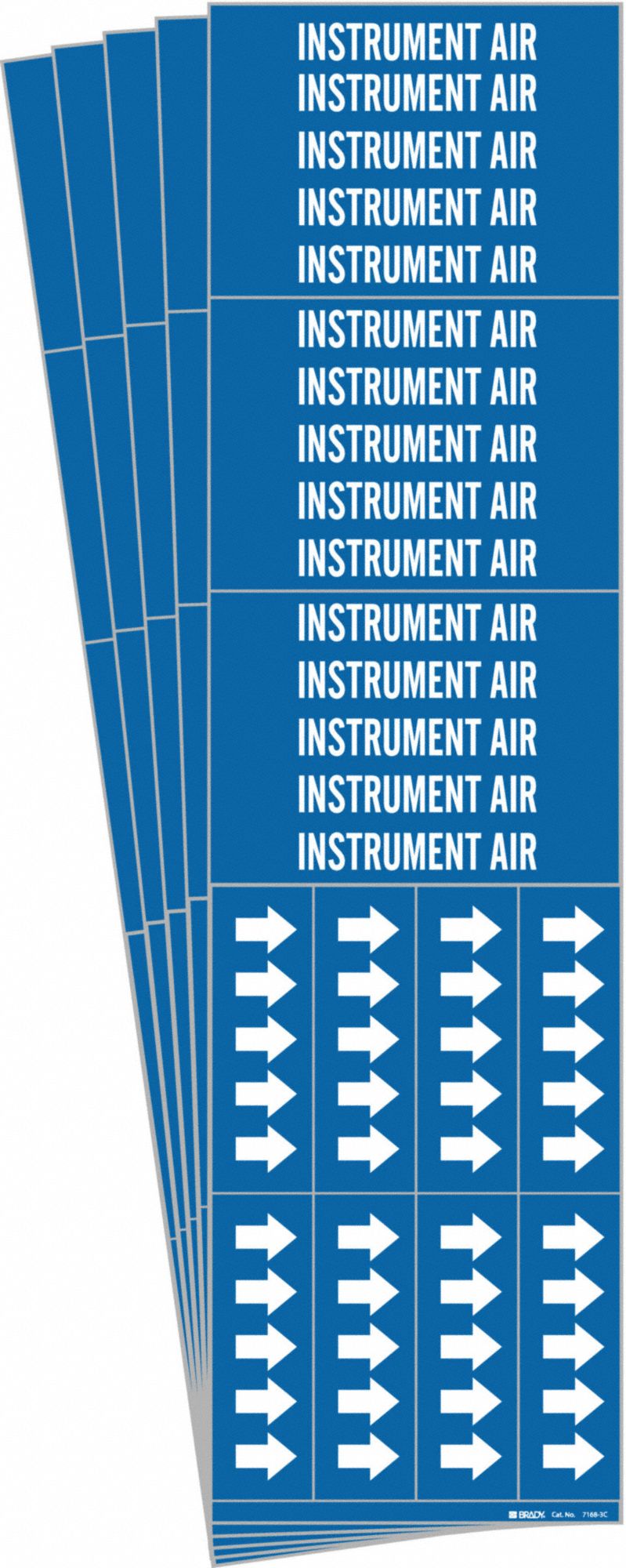Pipe Marker: Instrument Air, Blue, White, Fits 3/4 in and Smaller Pipe O.D., 3 Pipe Markers, 5 PK