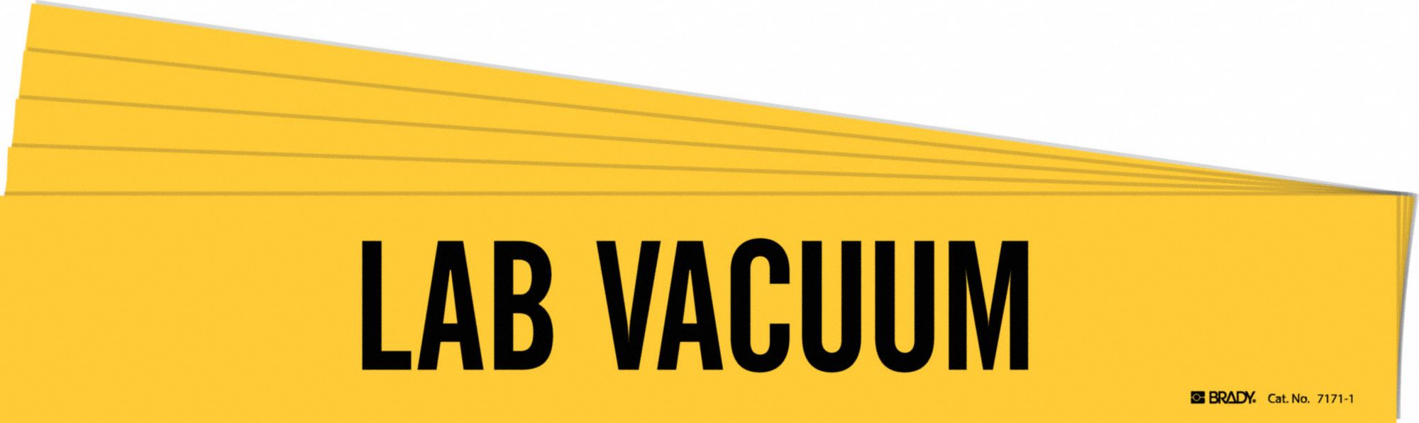 Pipe Marker: Lab Vacuum, Yellow, Black, Fits 2 1/2 to 7 7/8 in Pipe O.D., 1 Pipe Markers, 5 PK