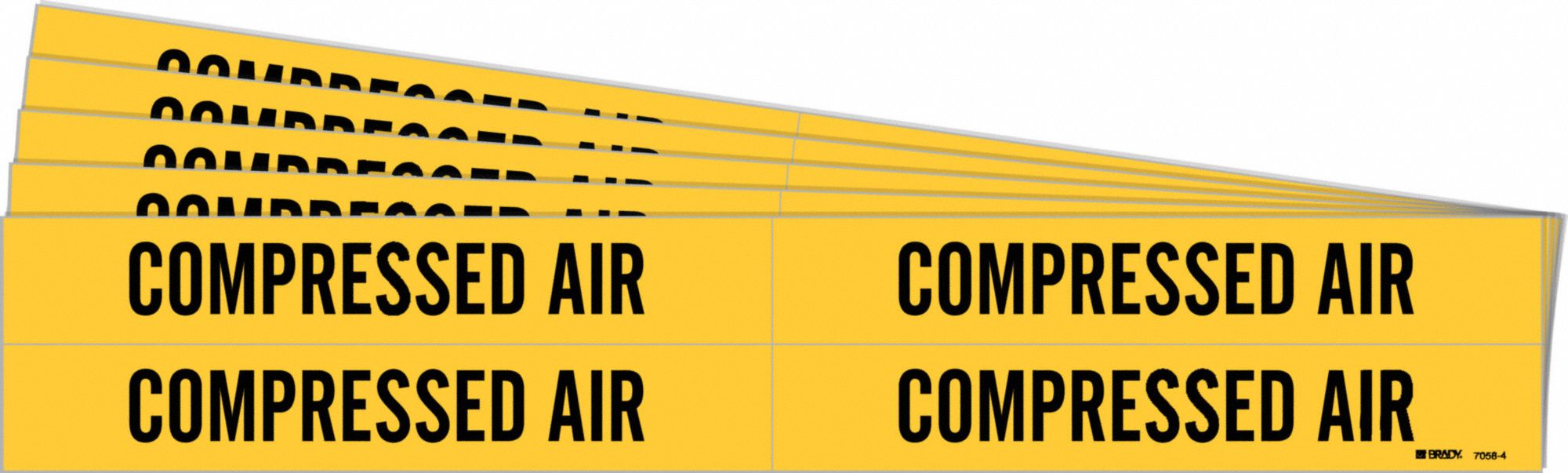 Pipe Marker: Compressed Air, Yellow, Black, Fits 3/4 to 2 3/8 in Pipe O.D., 4 Pipe Markers, 5 PK