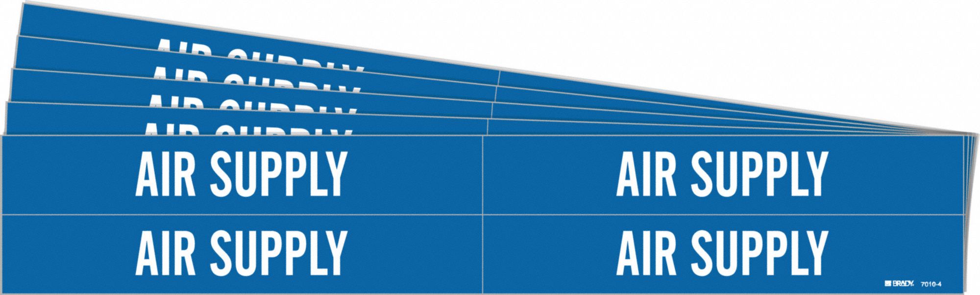 Pipe Marker: Air Supply, Blue, White, Fits 3/4 to 2 3/8 in Pipe O.D., 4 Pipe Markers, 5 PK