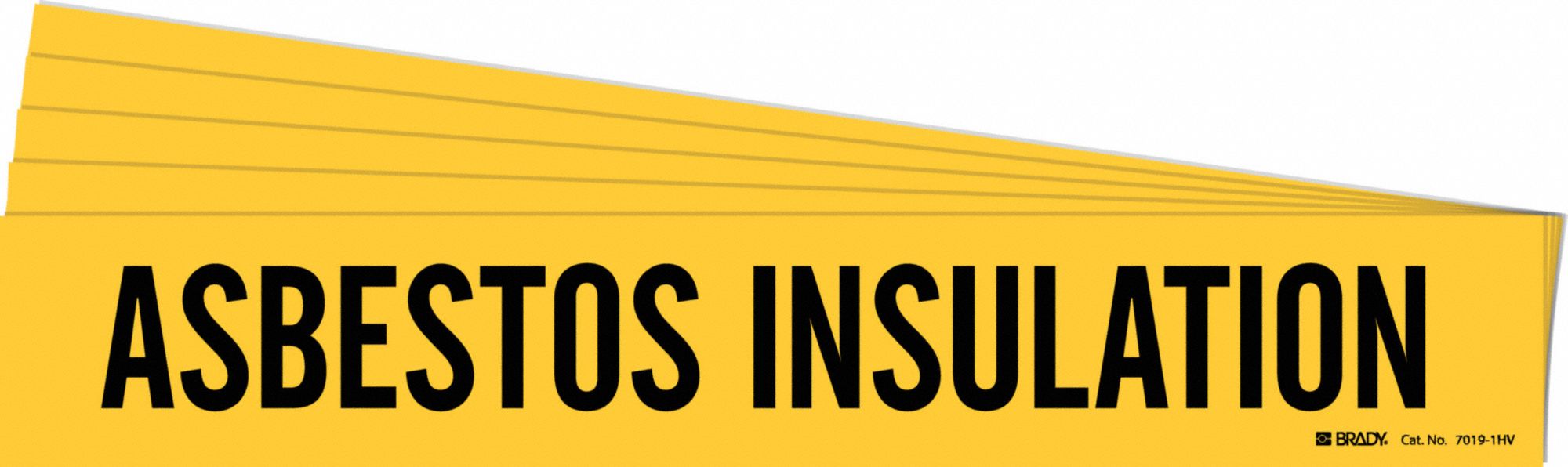 Pipe Marker: Asbestos Insulation, Yellow, Black, Fits 8 in and Larger Pipe O.D., 5 PK